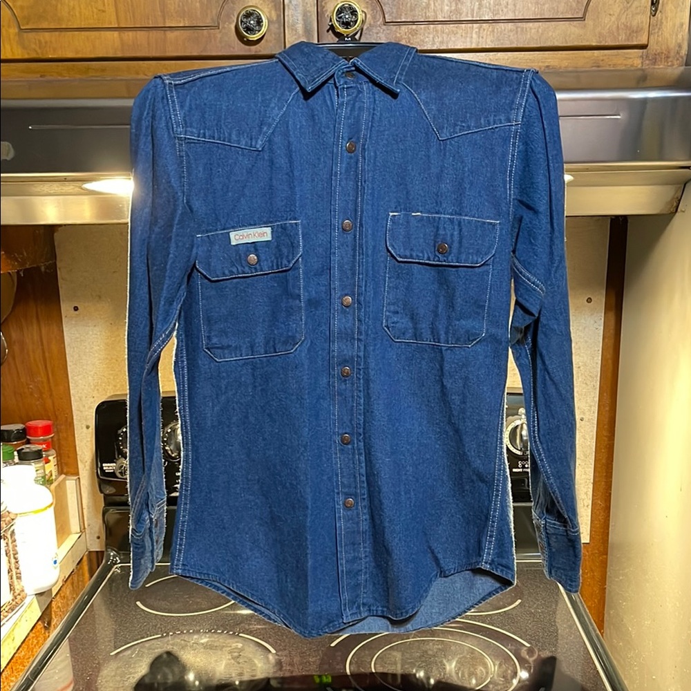 Calvin Klein Men's Blue Denim Shirt